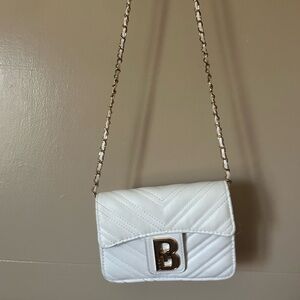 Bebe White Quilted Crossbody Bag with Chain Strap